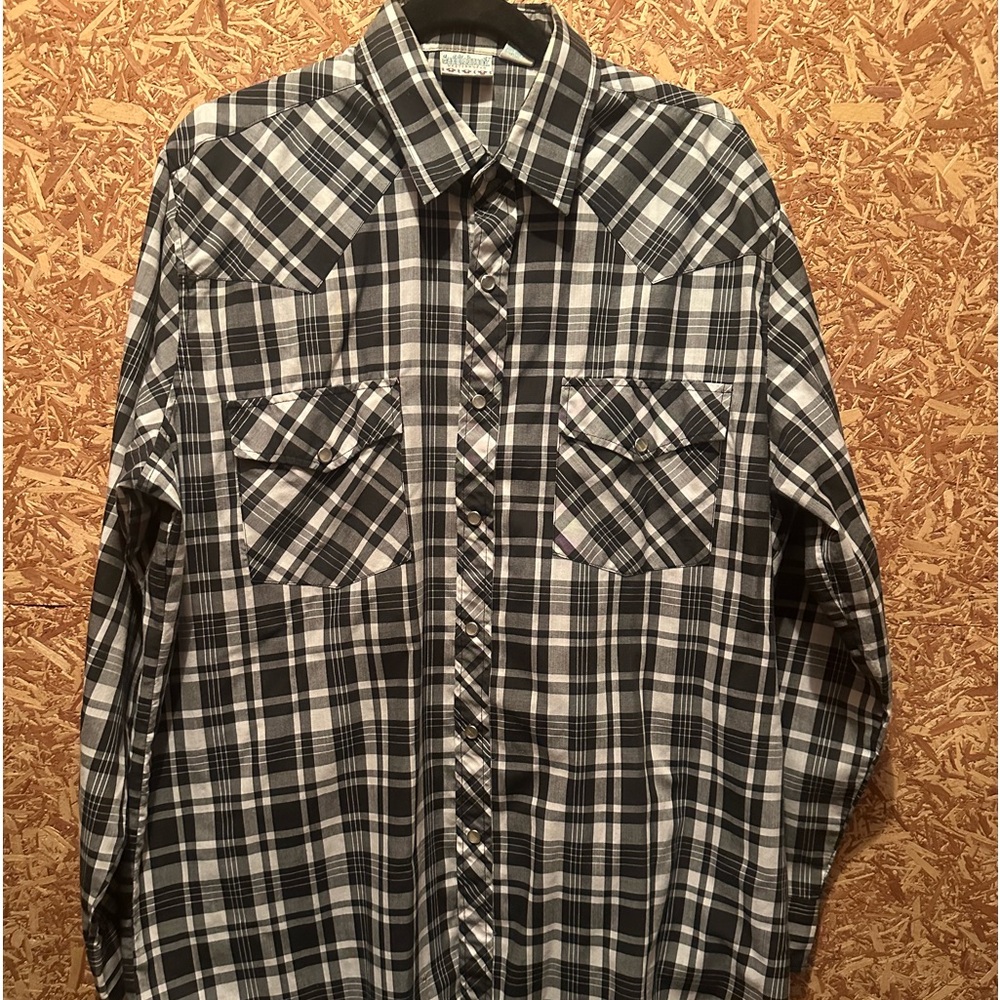 Saddlebrook Western Men’s Black/White Check Pearl Snap Long Sleeve Size‎ XL